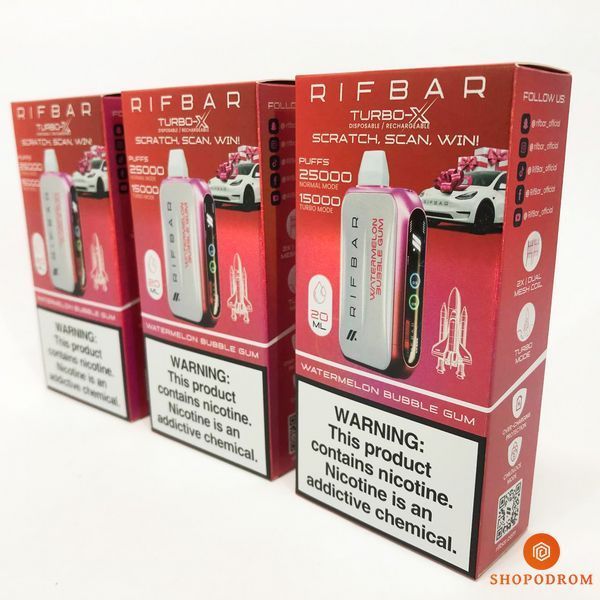 Rif Bar TURBO-X 25000 Арбузная Жвачка (Watermelon Bubble Gum) ws23392-2 фото