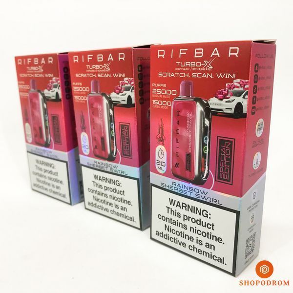 Rif Bar TURBO-X 25000 Радужный Щербет (Rainbow Sherbet Swirl) ws23392-6 фото
