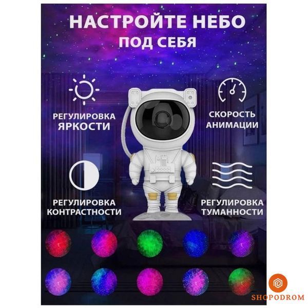 Нічник - проектор Космонавт зоряного неба і галактики з пультом ДУ ws11473 фото