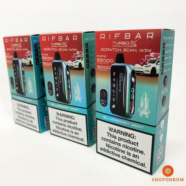Rif Bar TURBO-X 25000 Чорниця М'ята (Blueberry Mint) ws23392-13 фото